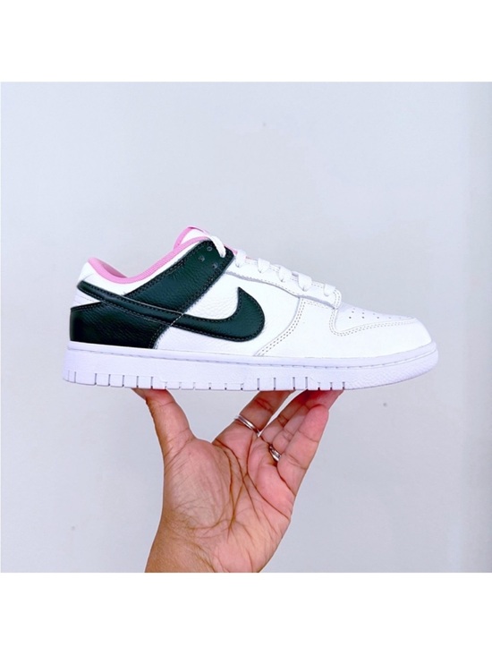 Nike Shoes - RARE Nike Dunk Low By You Custom Women’s Sneakers Dark Green Swoosh Pink Lining